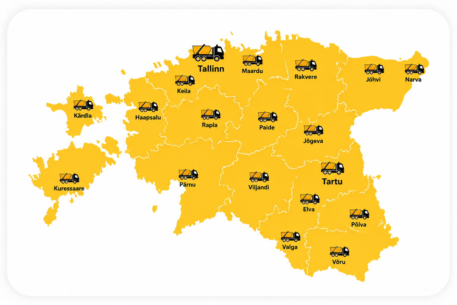 Prügivedu Tallinnas ja teeninduspiirkonnad Eestis